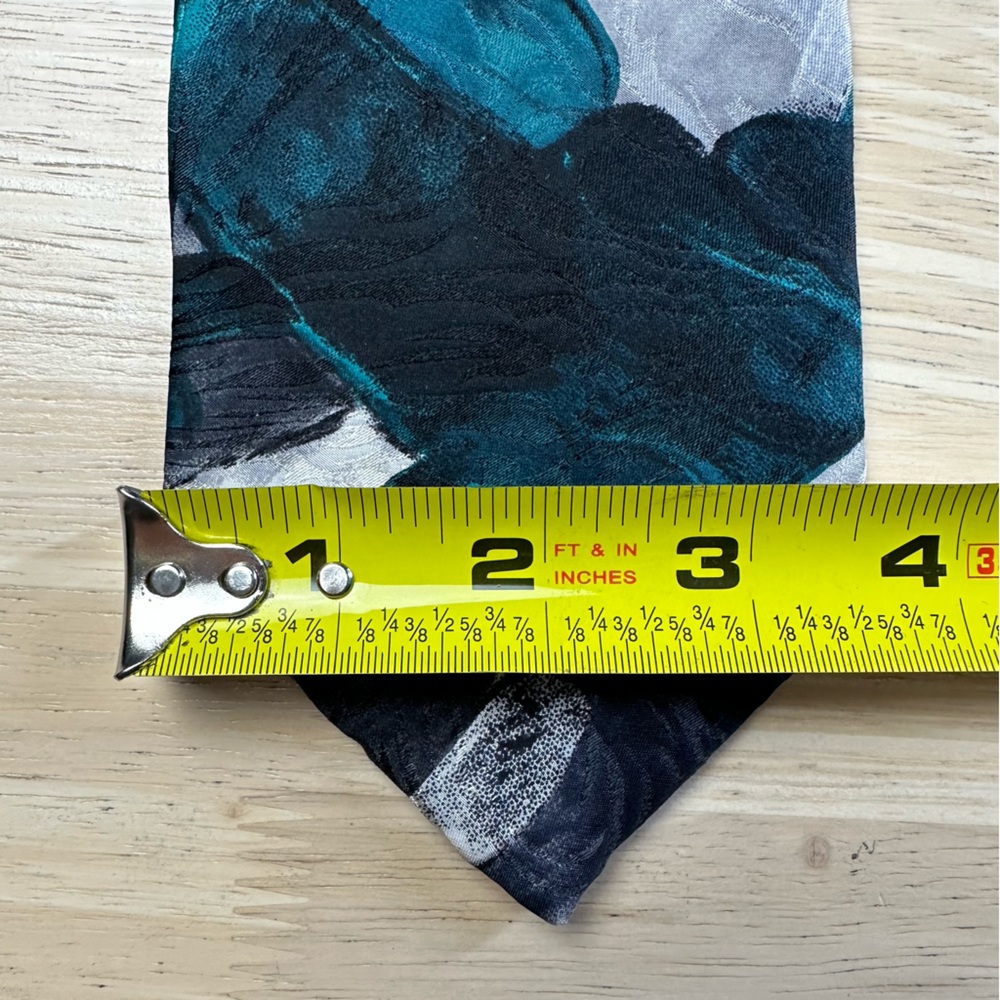 Vintage JT Beckett Blue White Gray Teal Floral Tie Mens Fancy Business Wedding - Picture 4 of 5